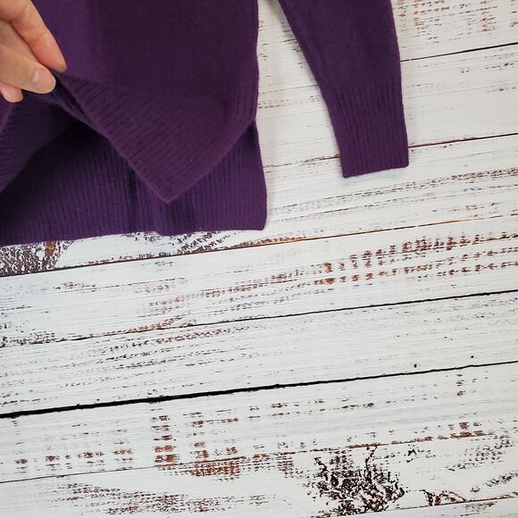 AMBER SUN Cashmere Sweater Purple Scoop Neck Soft Cozy Pullover Oversized Small - Picture 8 of 12